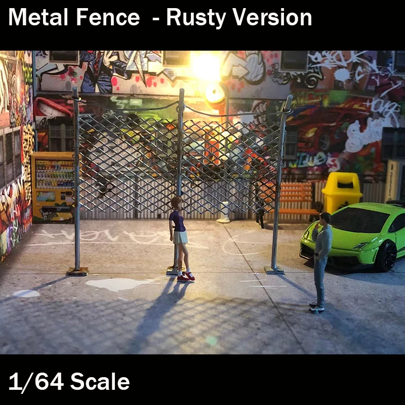 

DIY 1/64 Model Metal Fence Display Rusty Version Photo Miniature Fence Scenery Display Tools