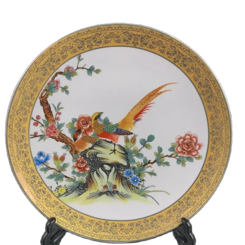 

Chinese Old Porcelain Pink Flower And Bird Pattern Phnom Penh Plate