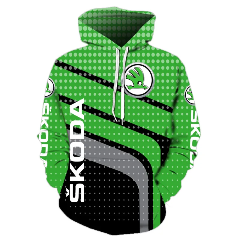 

New Car Logo Skoda Digital Printing Hoodie Men's Outdoor Cross Country Jacket Harajuku High Quality Brand Sportswear Pullover