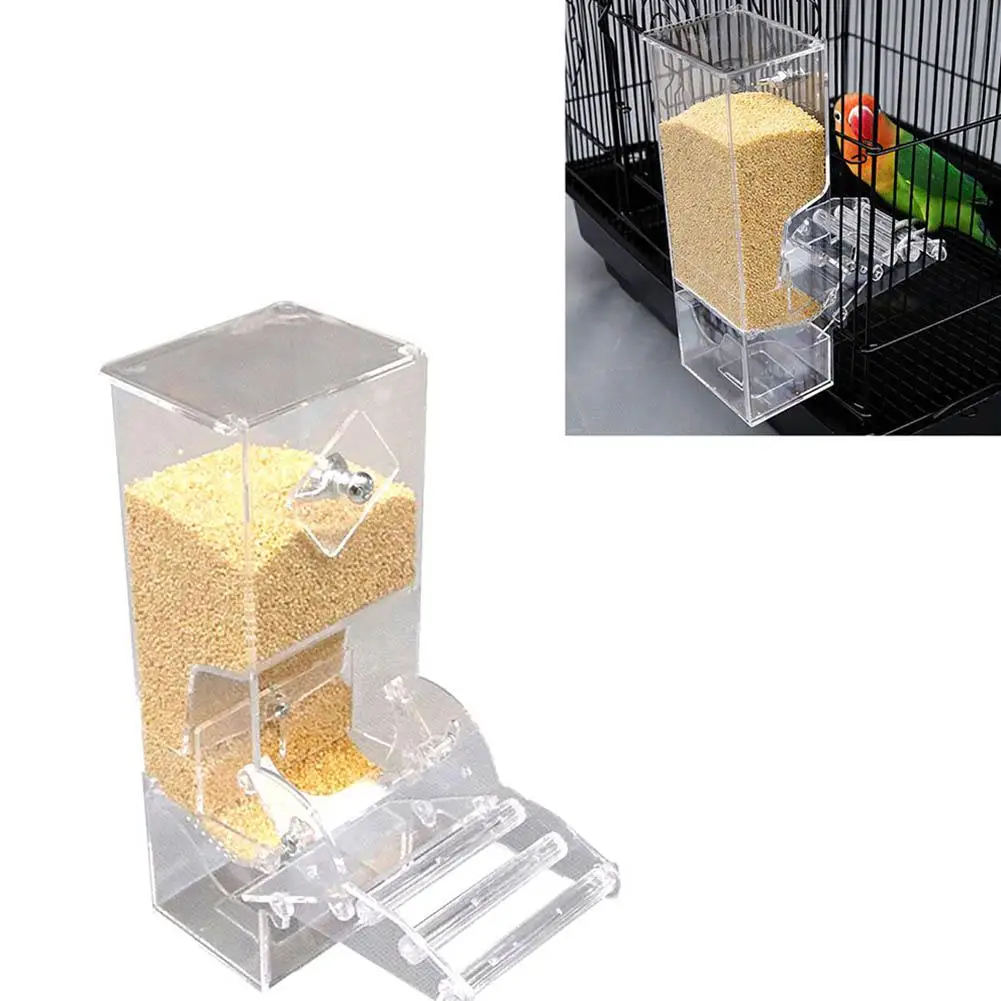 Yfashion Transparent Automatic Feeder for Mini Pet Birds Myna Parrots