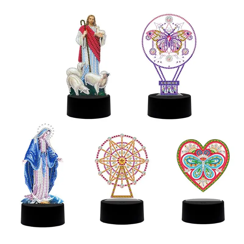 

New Lamp DIY LED Diamond Painting Night Light Cartoon Religion Special Shape Diamond Embroidery Cross Stitch Home Decor