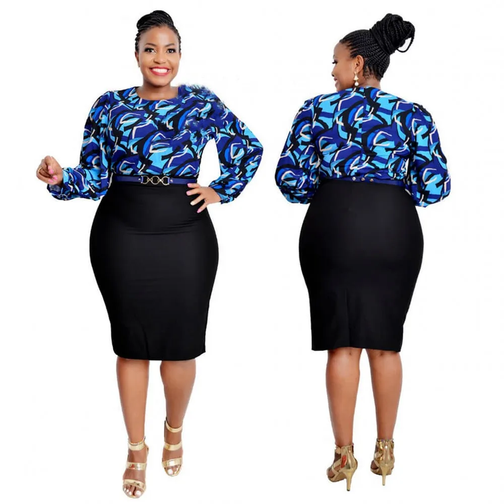 

Ladies Long Sleeved Dress Printed High-waisted Round Collar Casual Dress 2021 Spring/summer New Sexy Slim Professional Dress