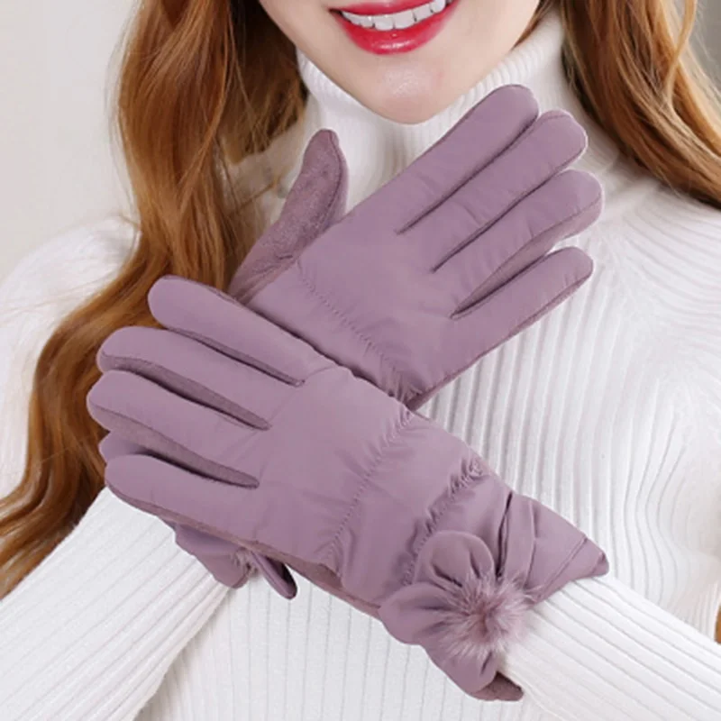 Фото Модные женские зимние перчатки плюс бархатные толстые теплые - купить