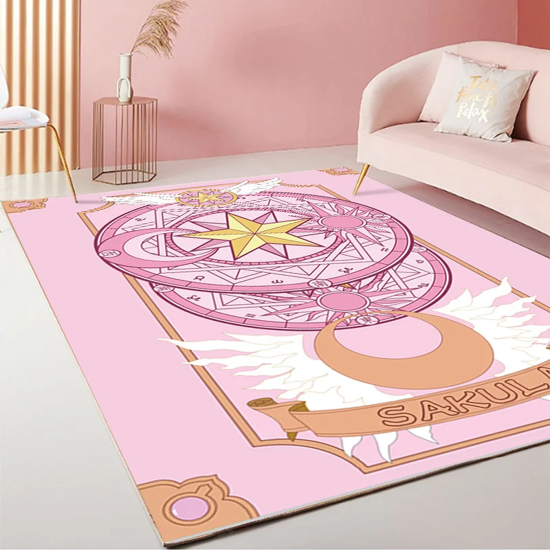 

Cartoon Moon Sakura Magic Captor Card Square Rug Magic Array Carpet Doormat Antislip Plush Living Room Home Floor Mat