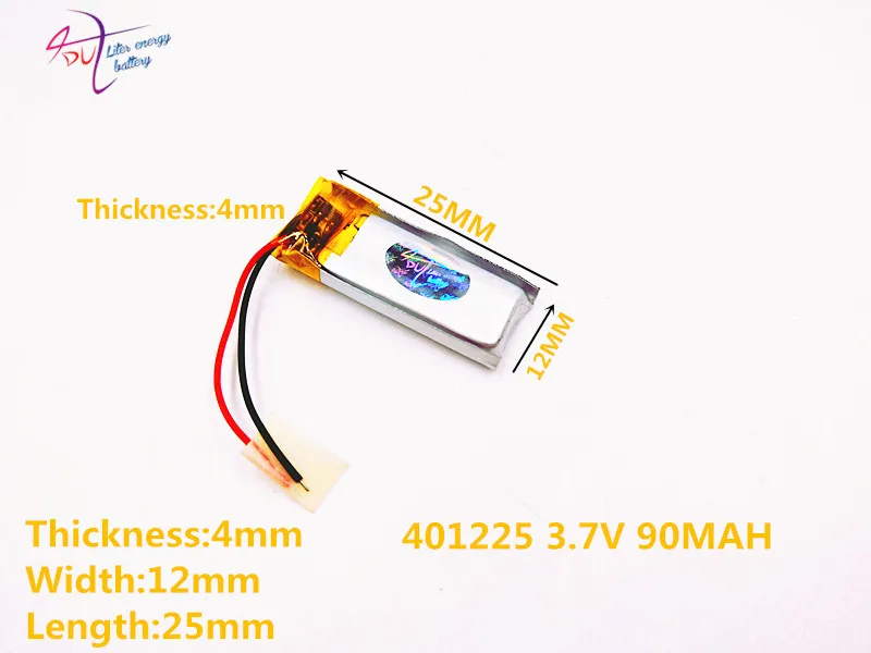 Полимерный литий-ионный аккумулятор 90mAh 3 7 V 401225 381225 литров энергии CE FCC ROHS MSDS