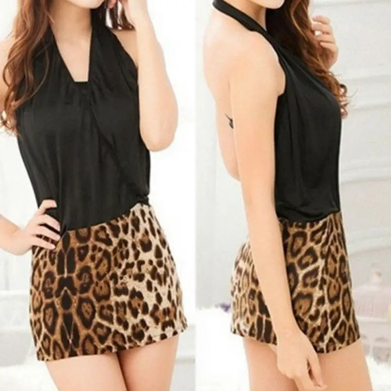 Женская мини юбка с леопардовым принтом высокой талией|Женские юбки| |