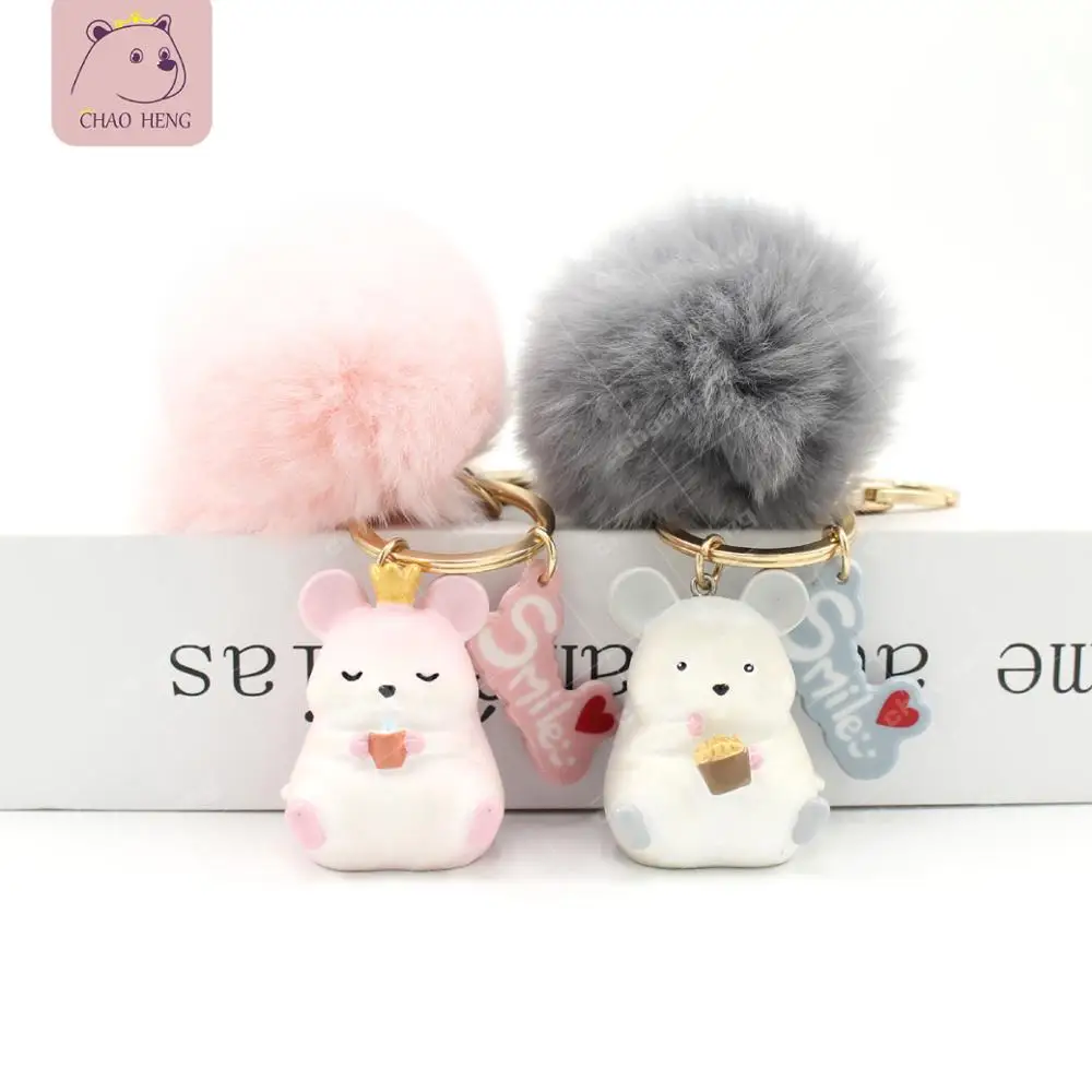 

New Cartoon Cute Mouse Keychains Creative Fur Ball Mouse Car Key Chain Pendant For Girl Bag Keyring Gifts Lovers Bag Pendant