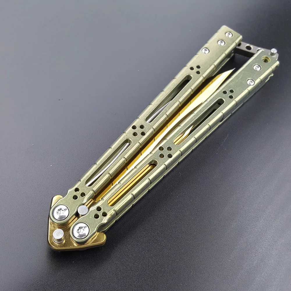 Golden Standard HOM Basilisk нож для тренировки бабочка D2 лезвие титановая ручка втулка болт Jilt охотничий нож складной карманный нож - Цвет: Golden Standard