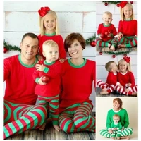 striped christmas pajamas family matching clothes outfits look mommy dad and me sleepwear father mother kids nightwear pyjamas