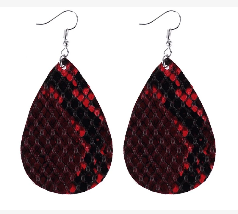 2019 Горячая Мода змеиный принт из искусственной кожи большие серьги для женщин