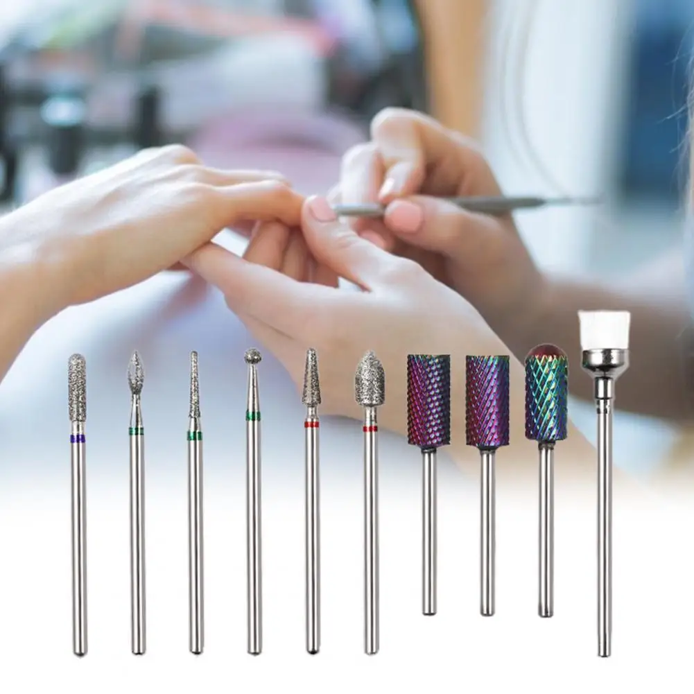 

10Pcs/Set Nail Drill Bits Various Styles High Strength Alloy Tungsten Manicure Grinding Heads Kit for Home Nail Drill Bits Set