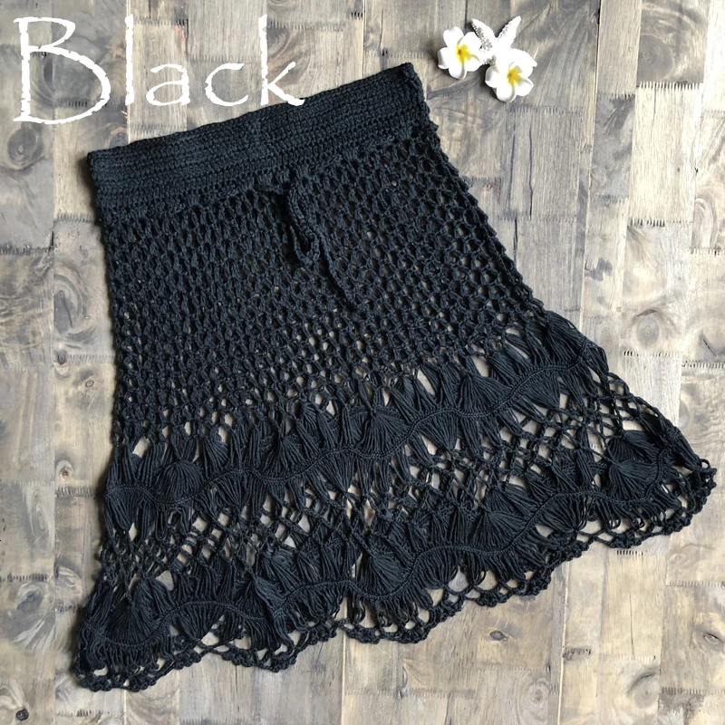Вязанные крючком бикини Boho Хлопковые вязаные мини юбки женские летние пляжный с завышенной талией выдалбливают мини юбки крутые горячая распродажа