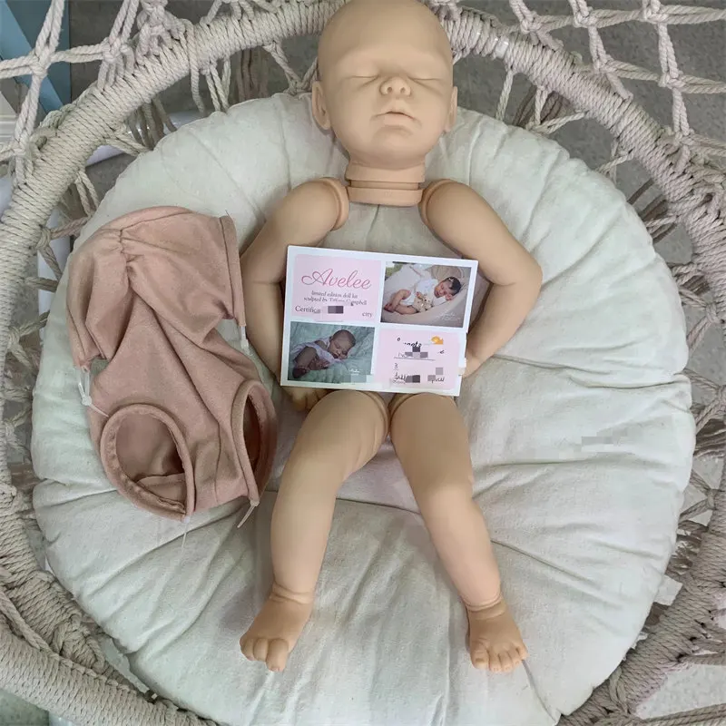 

With Certificate 20Inch Reborn Doll Kit Avelee With Cloth Body Popular Sleeping Baby Lifelike Touch Reborn Baby Doll Kit