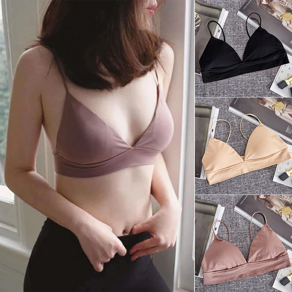 

Women Soft Cup Padded Spaghetti Strap Underwear Lingerie Push Up Thin Bra Brassiere Bralette Intimates French Style