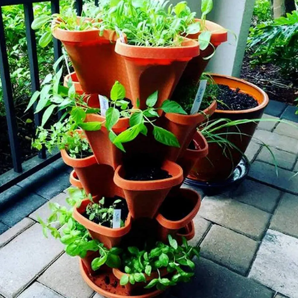 

Stackable Flower Tower Multi-Layer Plant Combination Vertical Planter Petal With Tray For Garden Balcony Strawberry Herb Plant