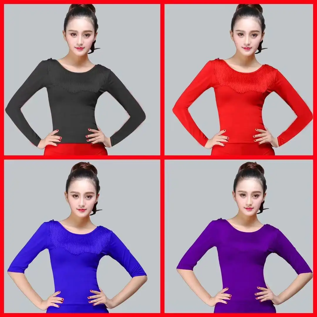 Топ костюм с кисточками для латиноамериканских танцев рубашка сексуальные