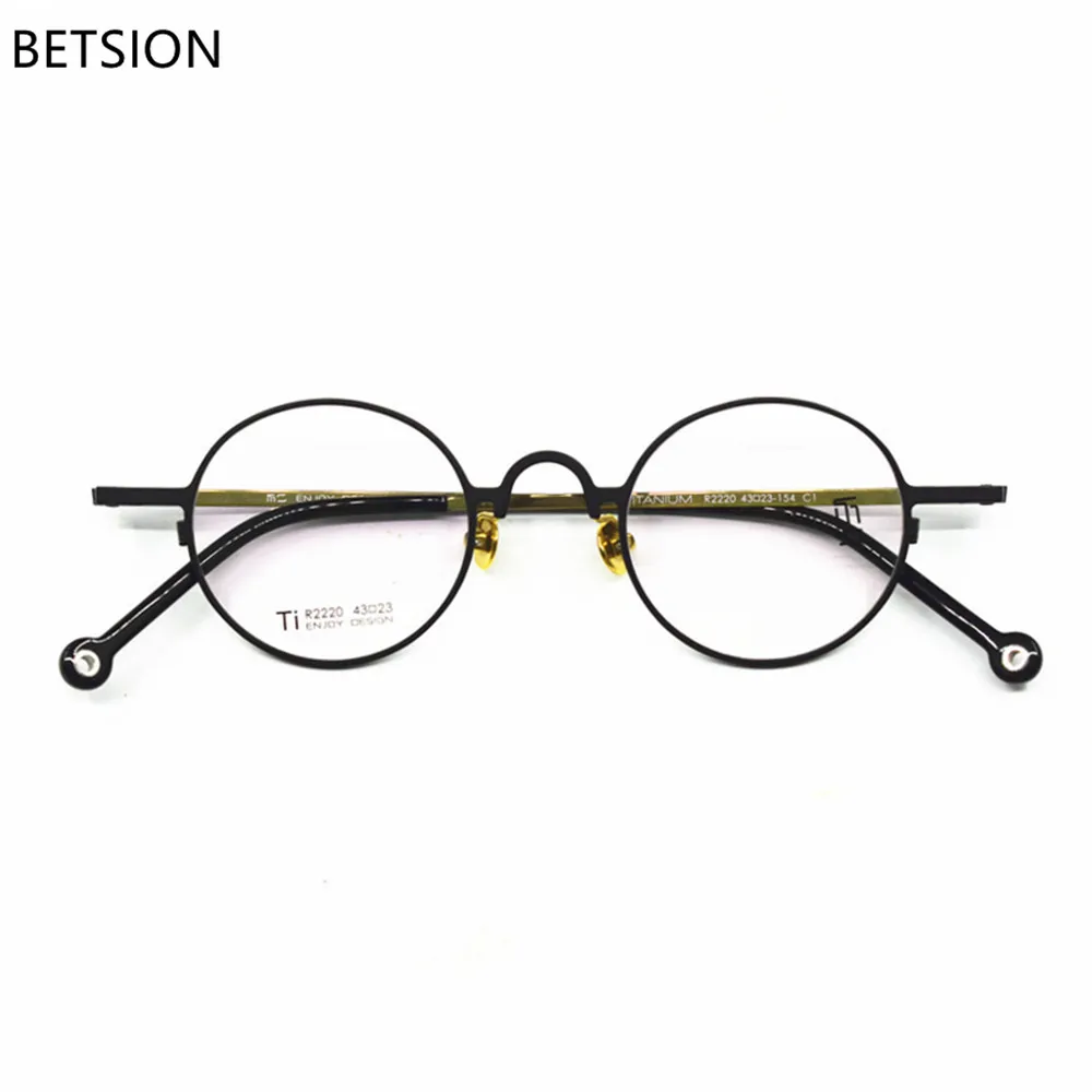 

BETSION Vintage Oval Titanium Men'sGlasses Retro Full Rim Prescription Eyeglass Frame Women's Unisex Spectacles
