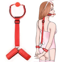 neck bondage collar mouth gag ball anti back handcuffs adult games slave bdsm bed restraints erotic sex tools for couples toys
