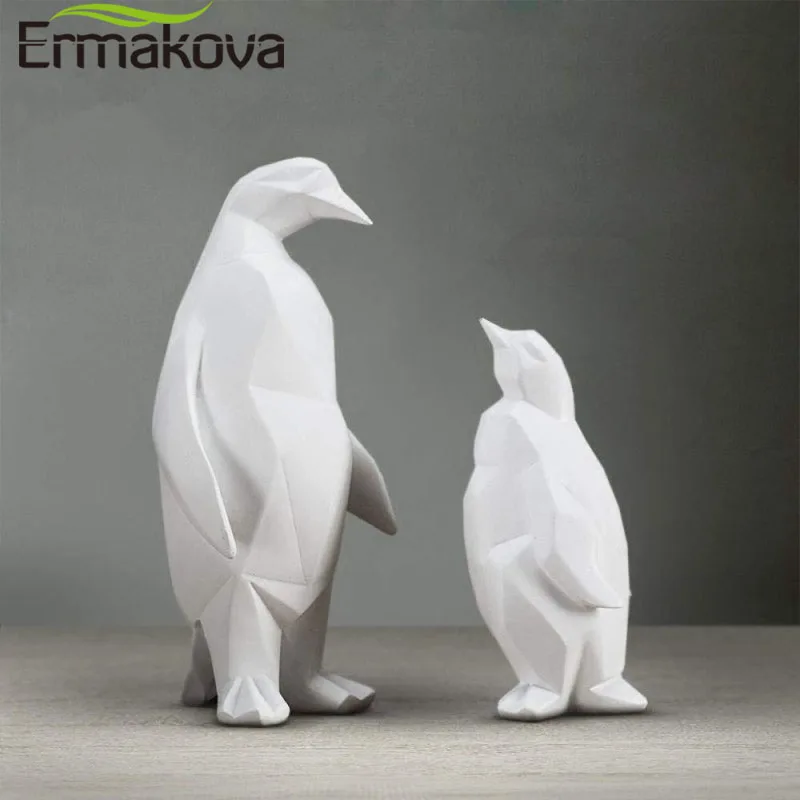 ERMAKOVA резиновая Геометрическая белая симпатичная скульптура пингвина уникальная