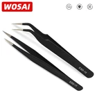 Пинцет WOSAI, изогнутый, прямой, антистатический, прецизионный, из нержавеющей стали, для ремонта телефонов, iPad, микросхем, материнских плат, ручные инструменты
