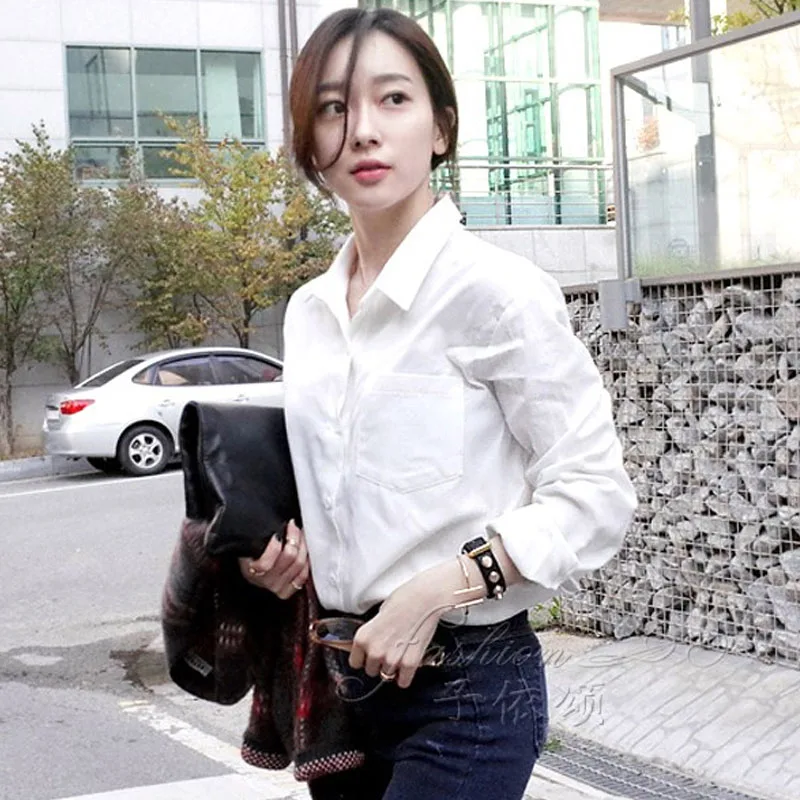 Блузка женская из хлопка и льна с длинным рукавом батальных размеров | Женская