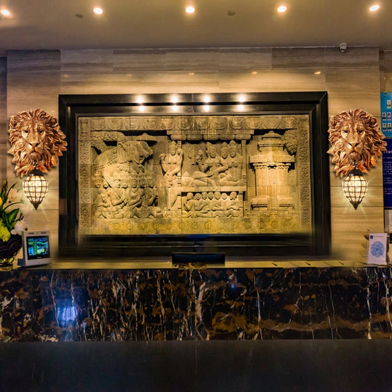 

Nordic Luxury Lion Head Wall Lamp Modern Home Decoration Kitchen Wall Light Living Room Bedroom Indoor Lighting Wall Sconce Lamp