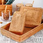Прямоугольный ручной плетеные корзины из ротанга для конфет с Пикник лоток Еда блюда для хлеба