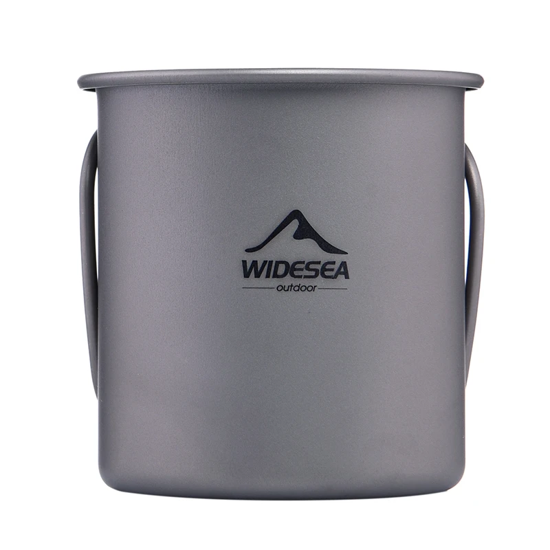 

Top!-WIDESEA Ultralight Titanium Cup Outdoor Camping Picnic Water Cup Mug with Foldable Handle 375Ml