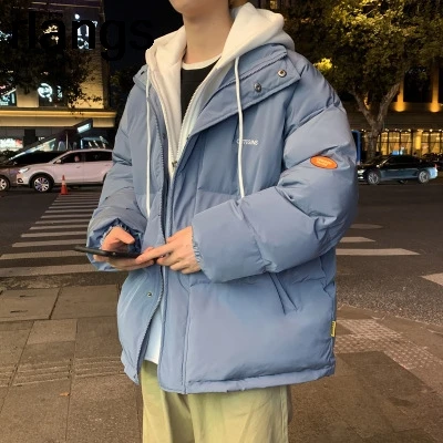 Fake Two-Piece Cotton Clothes Men's Tide Ins Cotton Clothes Winter Thickening New Student Tide Brand Wild Korean Trend Jacket