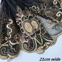 surprise price black yarn gold embroidery widened lace fabric diy home textile sofa bed skirt curtain hem sewing accessories