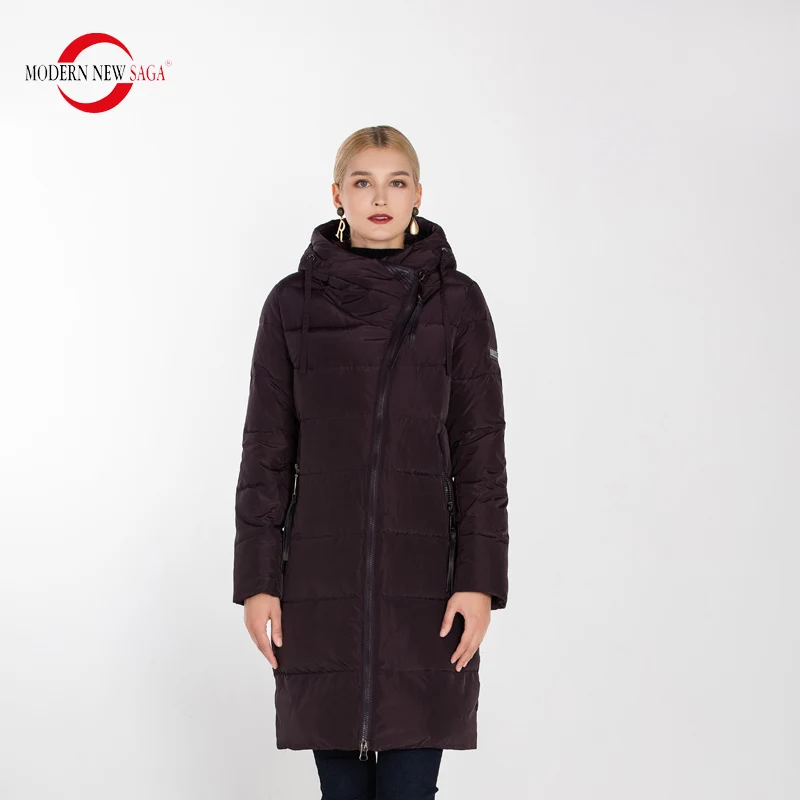 B-70 Purple MODERN NEW SAGA Winter Long Coat Women Hooded Warm Long Jacket Women Winter Parka Ladies Coats Overcoat Woman Winter Coat - Цвет: B-70 Purple