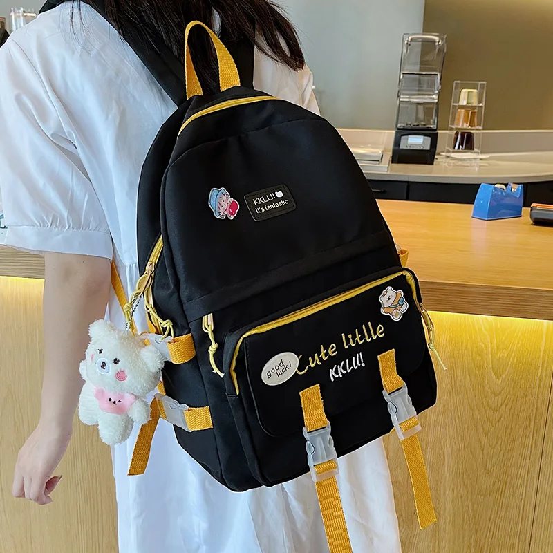 

Cute candy color patchwork contrast color backpack women's Fashion girl outing travel backpack Japanese style kawaii student bag