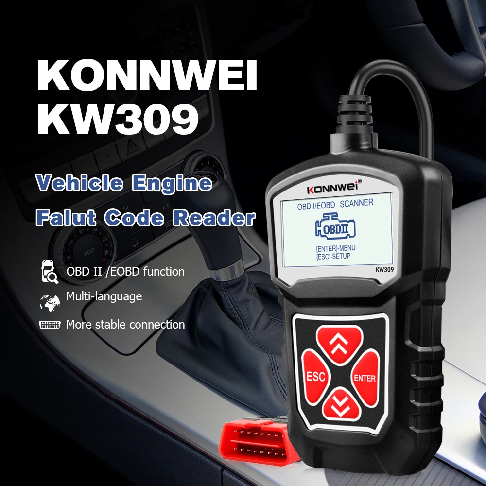 KONNWEI KW309 OBD2 Engine Code Reader Automotive Car Diagnostic Tools Scanner Device EOBD Autoscanner Better Than ELM327 | Автомобили и