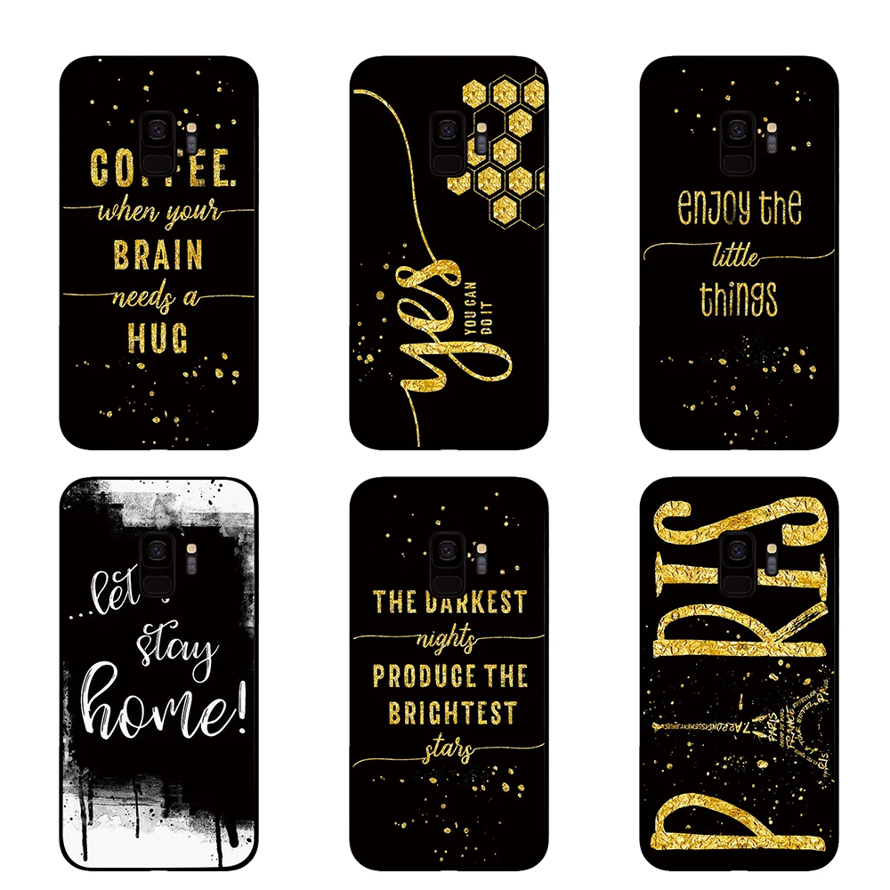 Text Art Gold Words cases For Samsung Galaxy S10 S8 S9 Plus S7 S6 edge Note 8 9 10 Pro Lite cover | Мобильные телефоны и