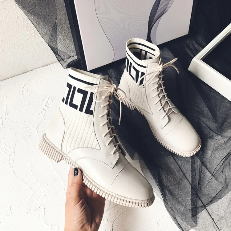 MLJUESE/женские ботильоны из коровьей кожи Сезон осень весна Разноцветные женские