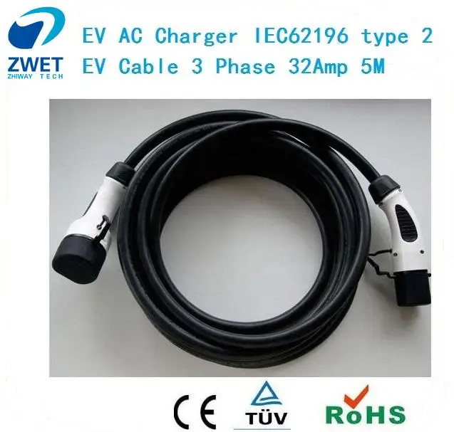 ZWET электромобиль IEC 62196 2 Режим 3 Тип 2/32 Ампер три фасеев зарядная станция AC iec