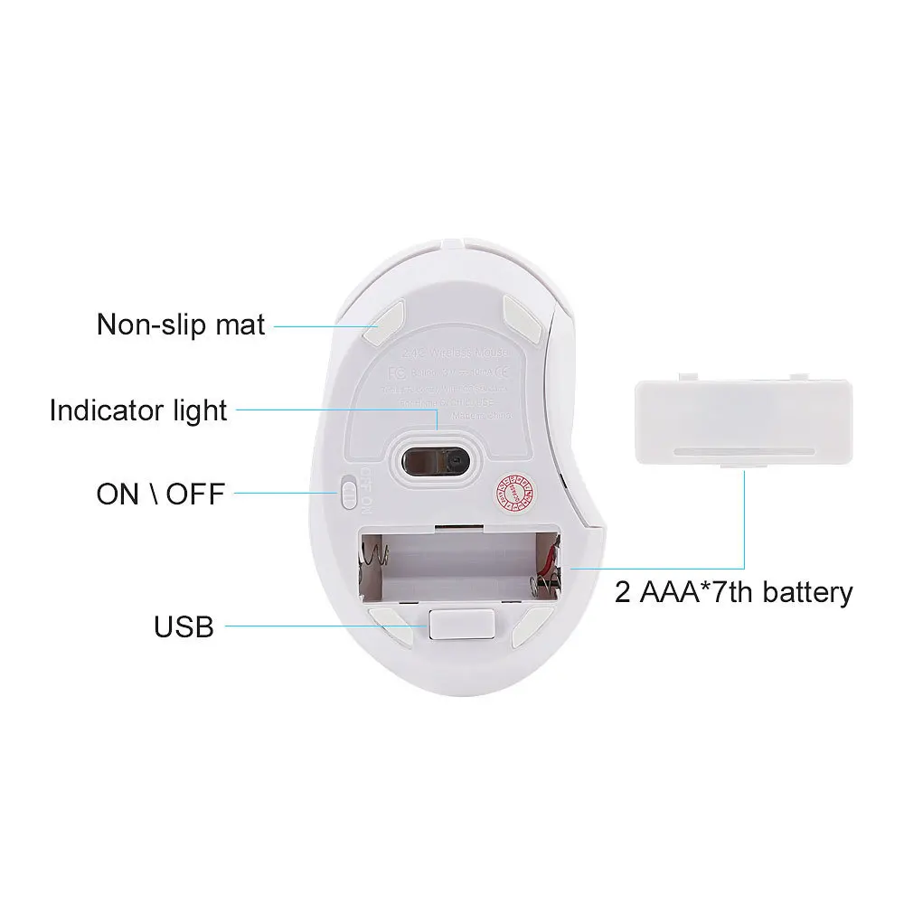 CHYI Беспроводной бесшумный Мышь 3D мини USB оптическая компьютерная мышь 800/1200/1600 Точек на дюйм эргономичный небольшой на дюйм белый для портативных ПК