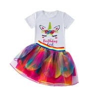 girls children summer cotton unicorn tutu dress kid princess rainbow vestido girls birthday party dress fancy unicorn costume