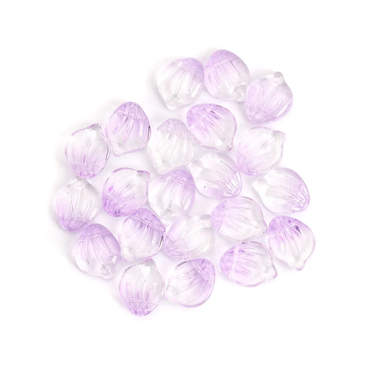 

DoreenBeads Petaline Purple Glass Beads Transparent About 15mm x 12mm For DIY Necklace GiftsJewelry Making, 50 PCs