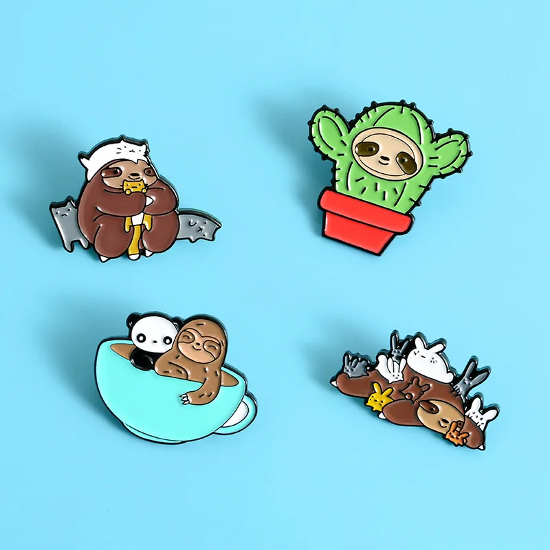 

Cute Cactus Brooch Sloth Rabbit Shirt Backpack Pins Enamel Badges Broches for Men Women Badge Pins Brooches Jewelry Accessories