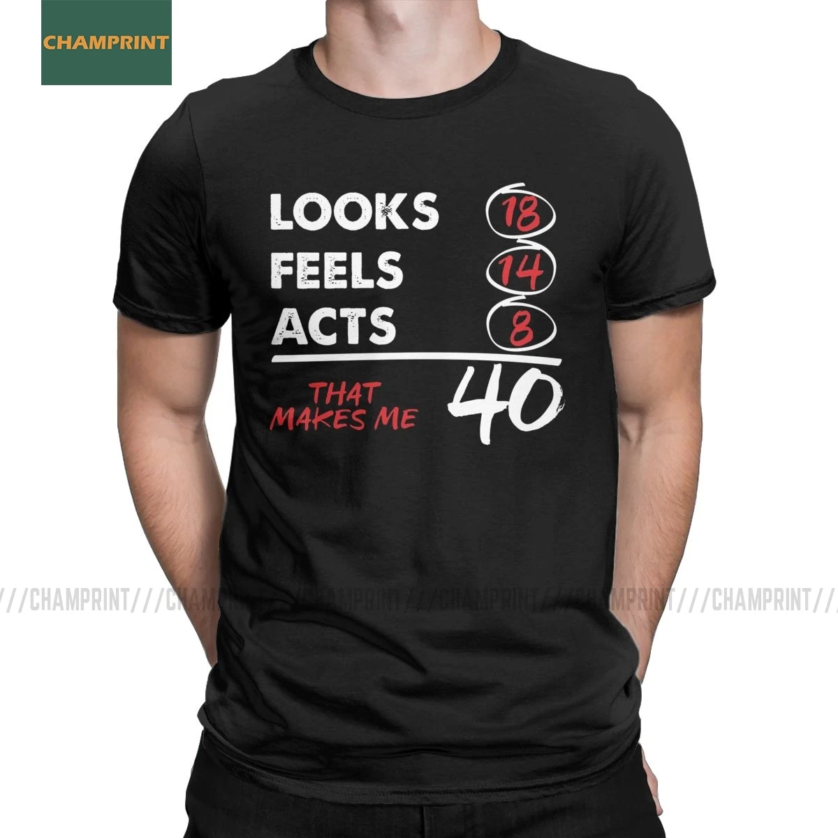 Футболка мужская хлопковая с коротким рукавом на годовщину рождения 40 дней