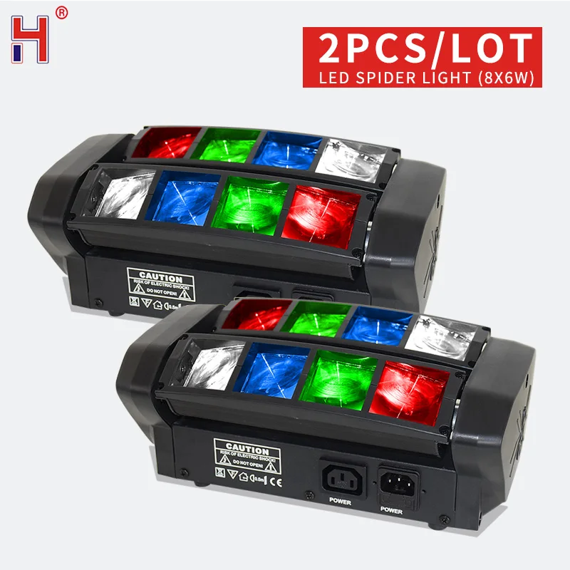 

Moving Head LED Mini Spider 8x6W RGBW Beam Light 2Pcs DMX Professional Stage Lighting For DJ Disco Party Show Nightclub