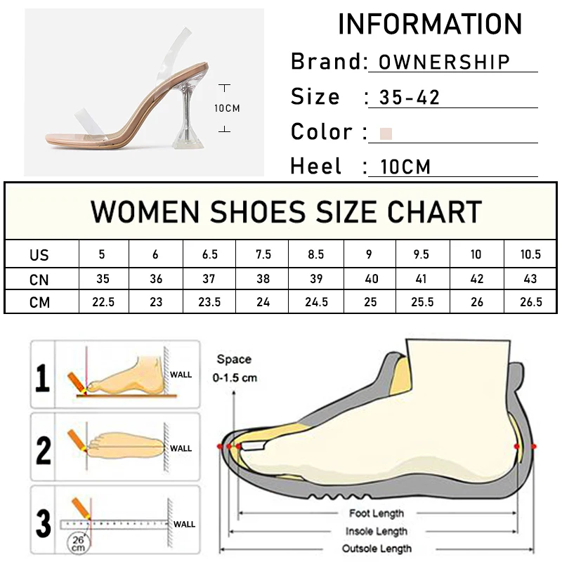 

2021 Summer Transparent Women's Sandals Woman High Heels Ladies Square Toe Pumps Women Fashion Slides Female Footwear Plus Size