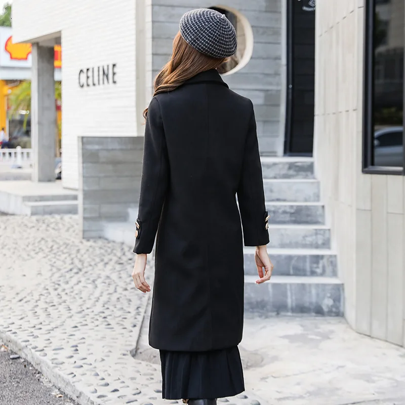 

XUXI 2019 New Woolen Loose Winter Coat Women Long Girls Woollen Female Overcoat Manteau Femme Coats Tops FZ0102