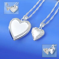 wholesale necklace real pure 925 sterling silver jewelry case frame small heart big heart pendant necklaces