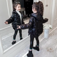 girl winter red black new jacket fashion casual hooded parkas teen kids cotton coat jacket parka thick warm overcoat hot sale