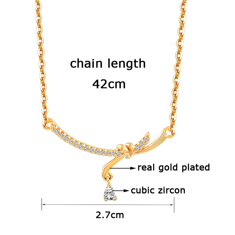

LEEKER Crystal Drop Knot Pendant Necklace Gold Silver Color Chain Women Accessories 796 LK2