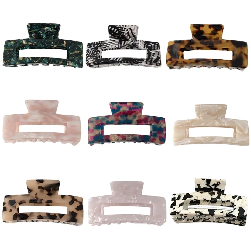 

Korean Style Rectangle Cellulose Acetate Hair Claw Jaw Clips Hollow Out Tortoise Shell Barrettes Banana Clips Ponytail for M7DD