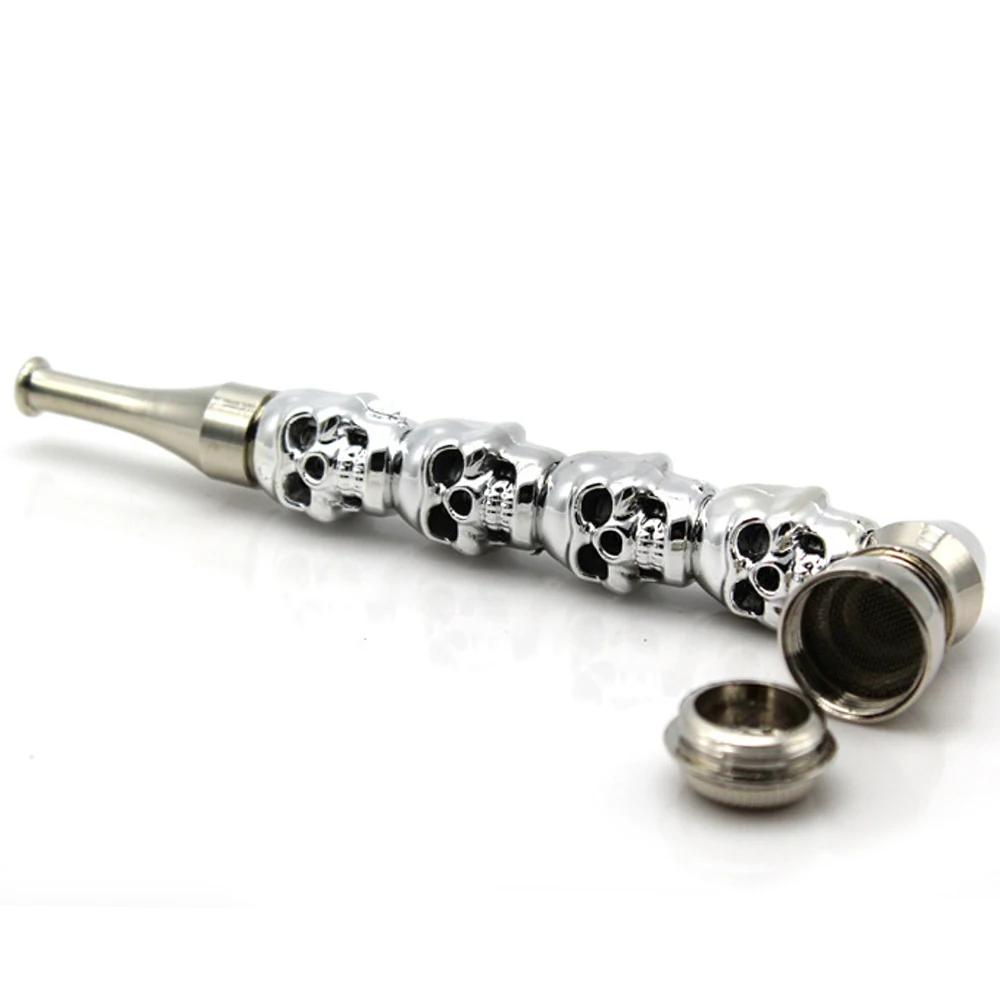 

10Pcs Wholesale Smoke Pipe Skull Shape Tobacco Hand Spoon Herb 130mm Pipes Accessories Pipa Smoking Cigarette Grinder Tubo Tool