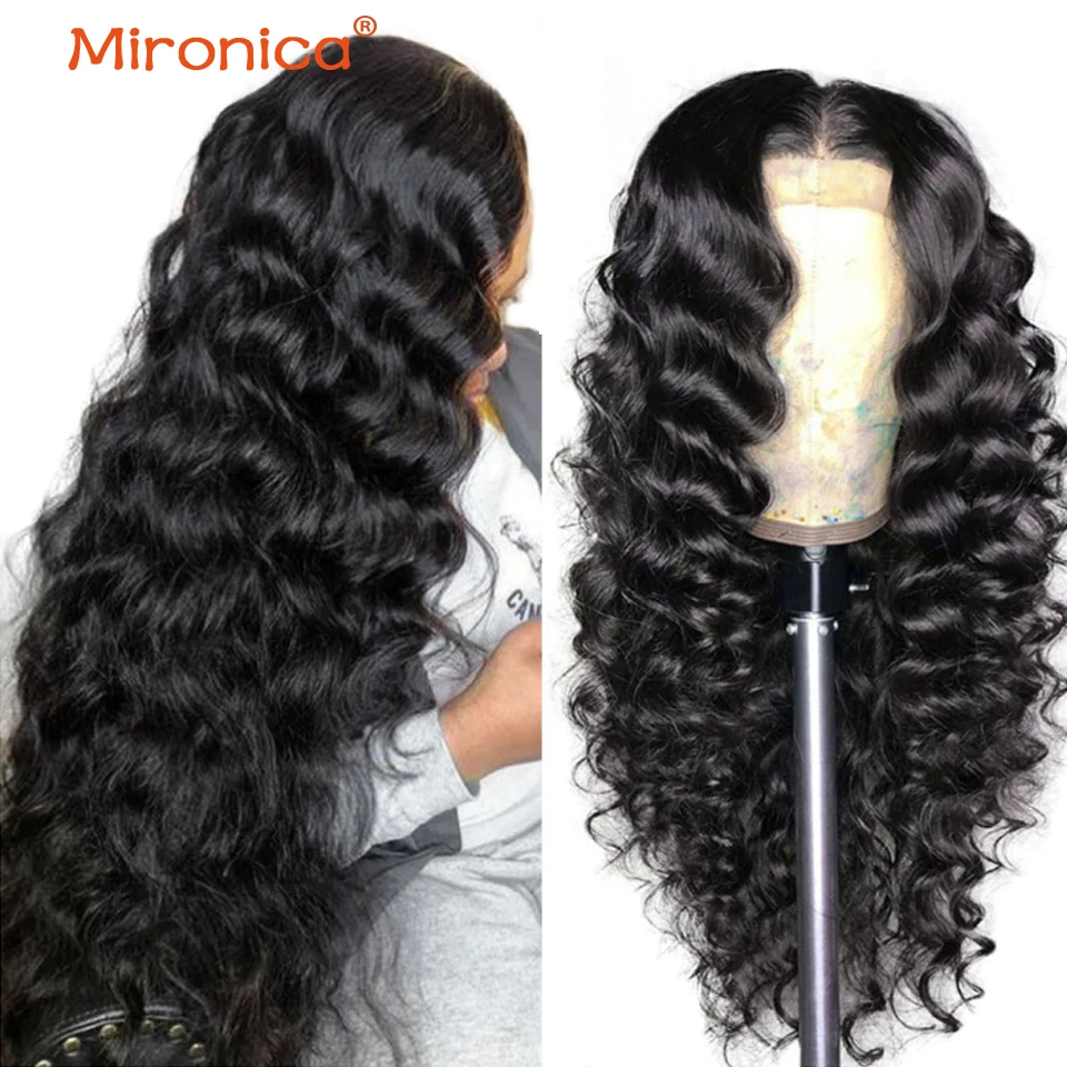 

Mironica 28 30 Inch Loose Deep Wave Lace Front Wigs 4X4 Lace Clousre Brazilian 100% Remy Human Hair Wigs Natural Pre plucked